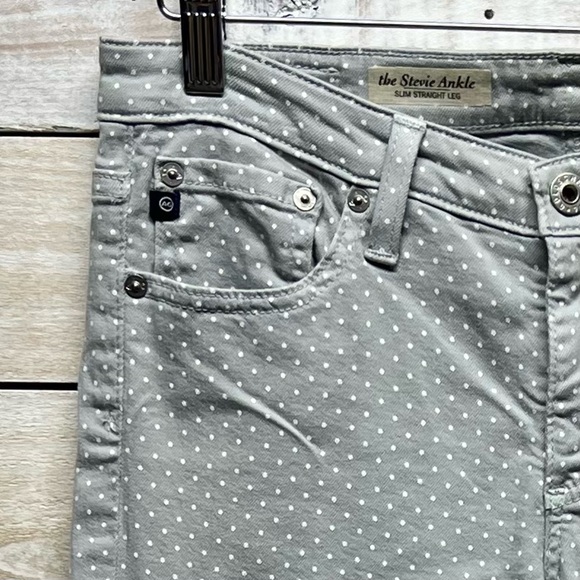 AG Adriano Goldschmied Jeans Womens 27 Stevie Ankle Slim Straight Gray Polka Dot - Picture 5 of 16